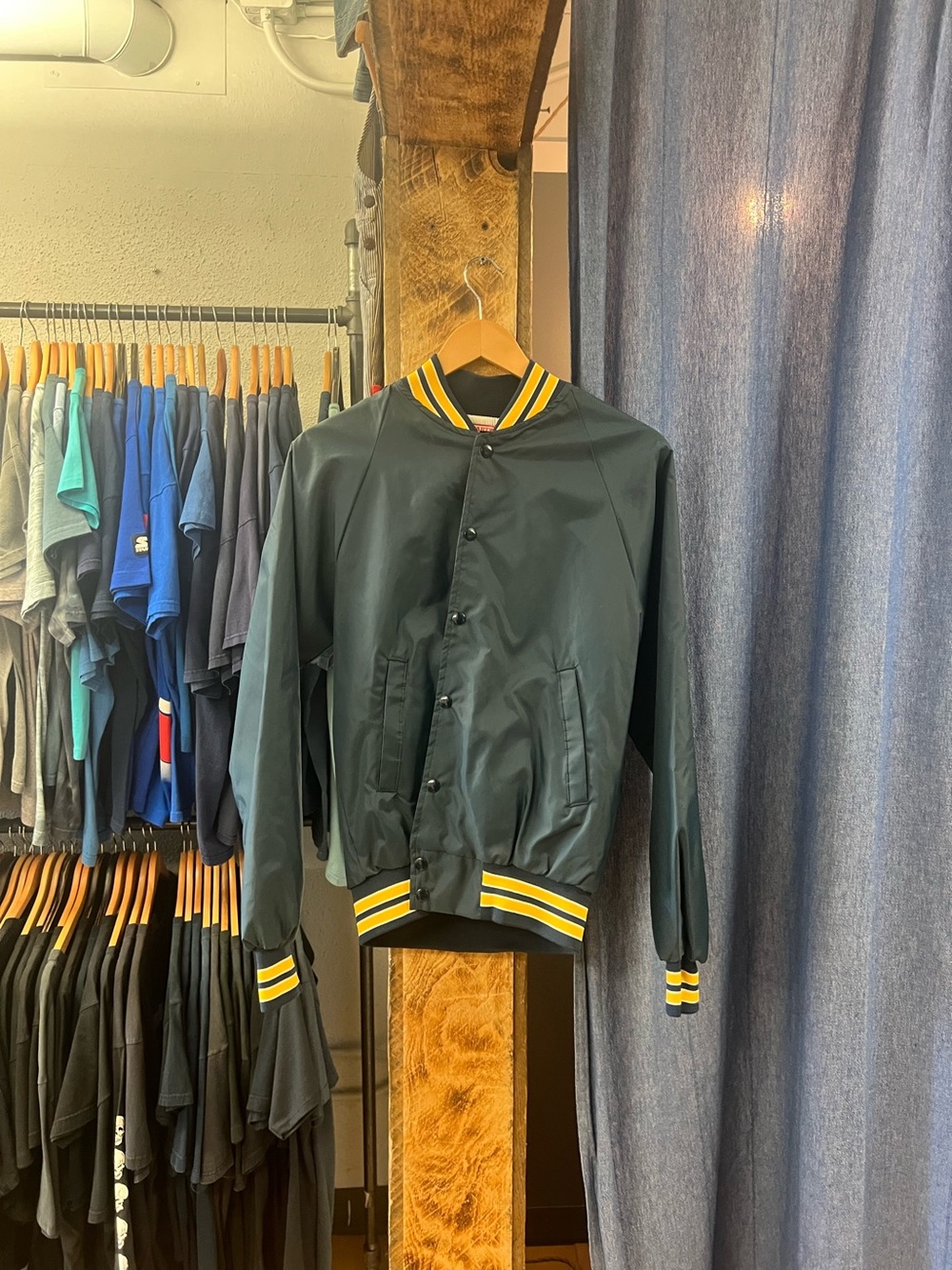 Vintage World Mid Summer Curling Championship Navy/Yellow Bomber Jacket